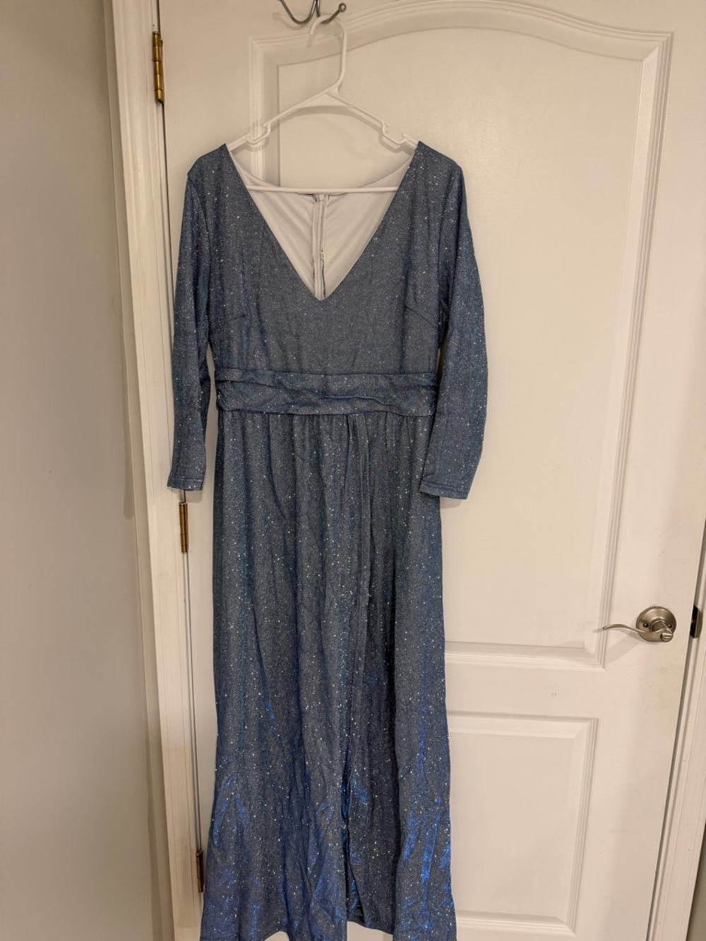 Blue sparkly jumpsuit dress